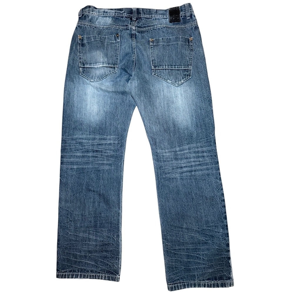 Southpole‎ Jeans Mens 40 Blue Good Relaxed Fit Distressed Whiskered Denim